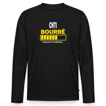 CHTI bourré HUMOUR - T-shirt manches longues Premium bio Homme - noir - Devant - Nico (187cm)