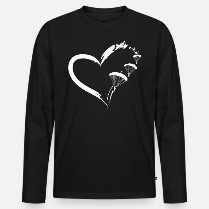 Skydiving Parachute Paraglide - Männer Premium Bio Langarmshirt - Schwarz