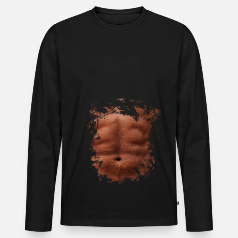 Waschbrett - Männer Premium Bio Langarmshirt - Schwarz