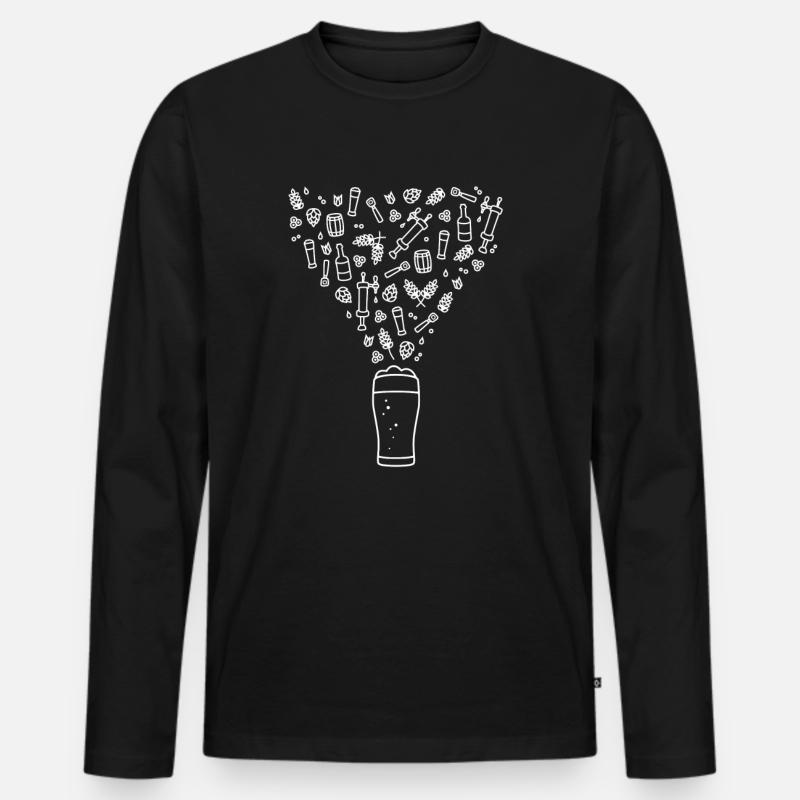Bier Universum - Männer Premium Bio Langarmshirt - Schwarz