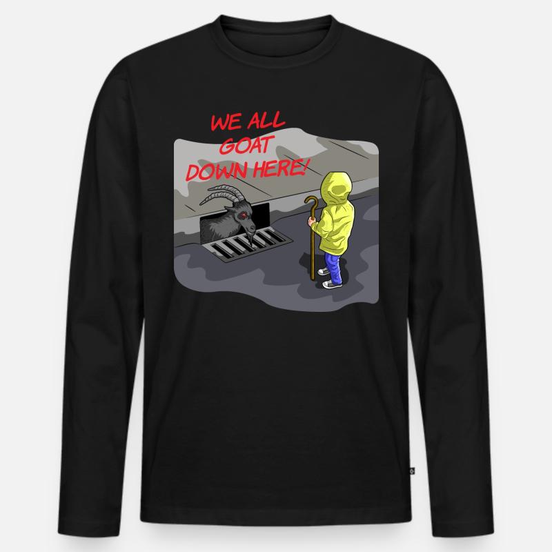 WE ALL GOAT DOWN HERE - Männer Premium Bio Langarmshirt - Schwarz