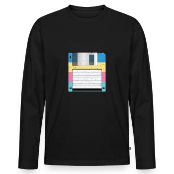 Disquette Vintage - 90 - T-shirt manches longues Premium bio Homme - noir - Devant - Nico (187cm)