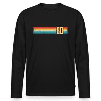 Vintage 80's - T-shirt manches longues Premium bio Homme - noir - Devant - Nico (187cm)