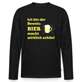 Beer Saying Funny Funny funny - Men's Premium Organic Long Sleeve Shirt - black - Front - Nico (187cm)
