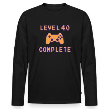 Niveau 40 Terminé 40e anniversaire 1979 - T-shirt manches longues Premium bio Homme - noir - Devant - Nico (187cm)
