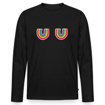Funny rainbow breasts tits breast nipple - Men's Premium Organic Long Sleeve Shirt - black - Front - Nico (187cm)