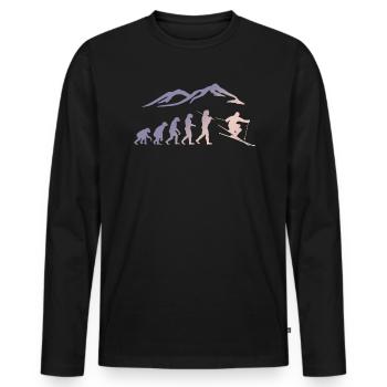 Ski Evolution Skifahrer Schnee Winter - Männer Premium Bio Langarmshirt - Schwarz - Vorne - Nico (187cm)