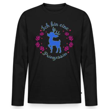 Schönes Reh als Prinzessin Weihnachten - Männer Premium Bio Langarmshirt - Schwarz - Vorne - Nico (187cm)