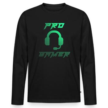 Pro Gamer Gaming Headset Konsole videogame - Männer Premium Bio Langarmshirt - Schwarz - Vorne - Nico (187cm)