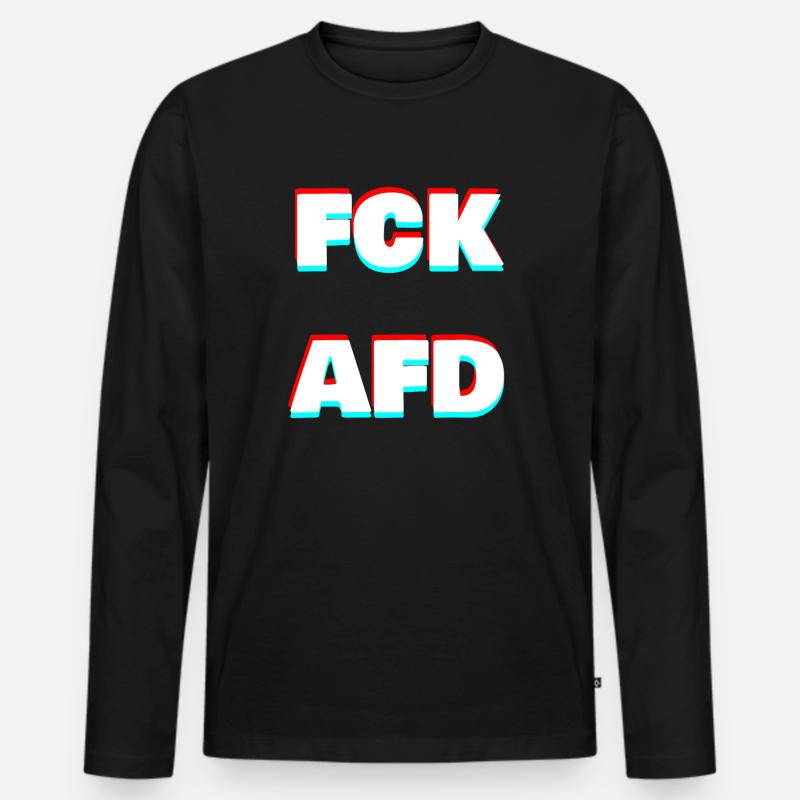 FCK AFD - Männer Premium Bio Langarmshirt - Schwarz