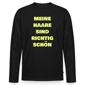 Meine Haare sind richtig schön - Männer Premium Bio Langarmshirt - Schwarz - Vorne - Nico (187cm)