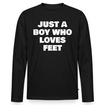 just a boy who loves feet - Men's Premium Organic Long Sleeve Shirt - black - Front - Nico (187cm)