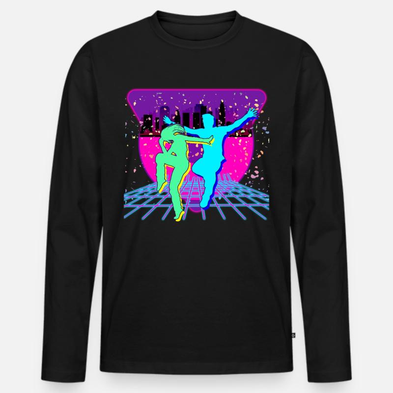 80er Party - Männer Premium Bio Langarmshirt - Schwarz