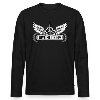 plane - Men's Premium Organic Long Sleeve Shirt - black - Front - Nico (187cm)