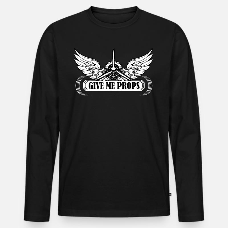 Flugzeug - Männer Premium Bio Langarmshirt - Schwarz