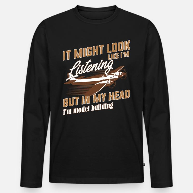 Modellflugzeug - Männer Premium Bio Langarmshirt - Schwarz