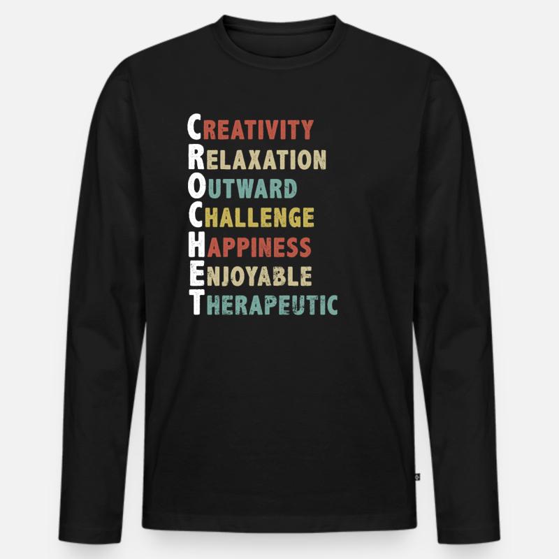 Häkeln, Häkeln Geschenk - Männer Premium Bio Langarmshirt - Schwarz