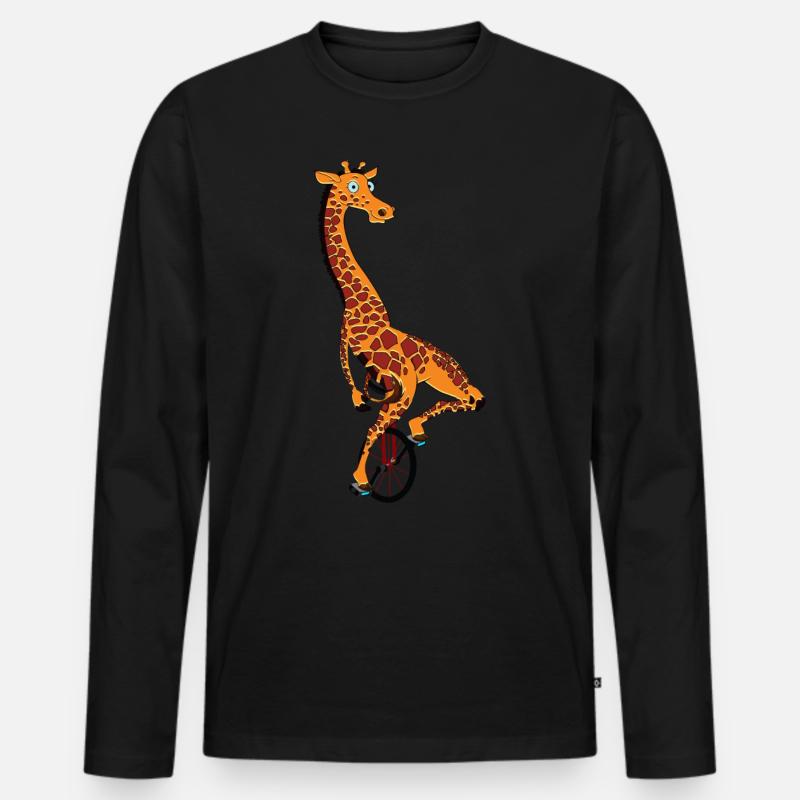 Einrad, Einrad Giraffe - Männer Premium Bio Langarmshirt - Schwarz