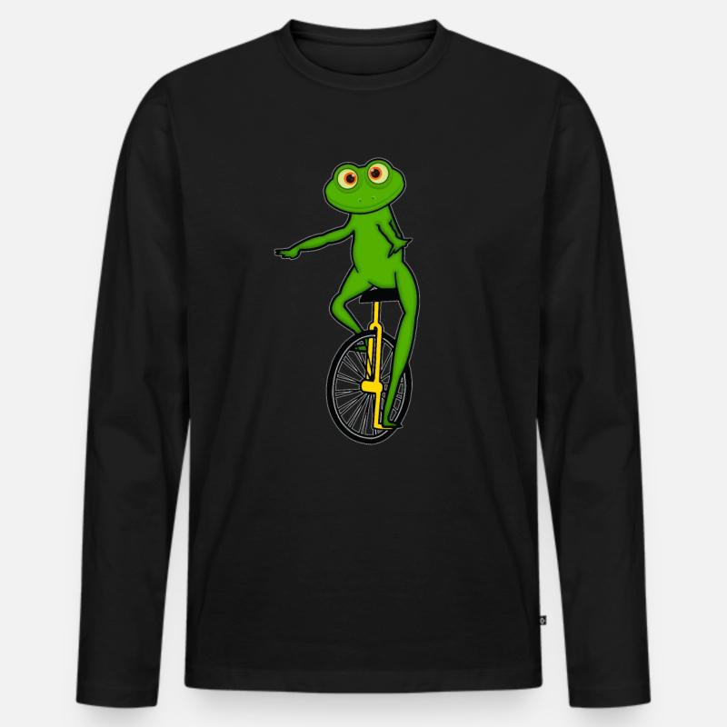 Einrad, Einrad Frosch - Männer Premium Bio Langarmshirt - Schwarz