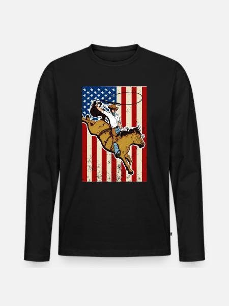Western riding - Men's Premium Organic Long Sleeve Shirt - black