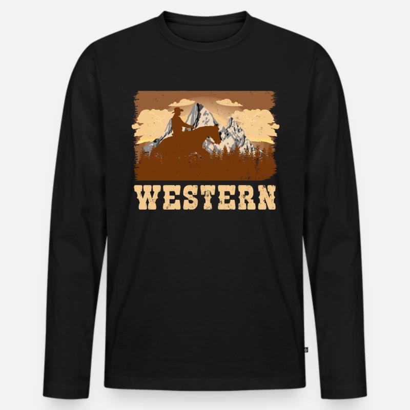 Westernreiten - Männer Premium Bio Langarmshirt - Schwarz