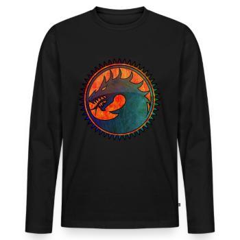 Dragon métallique / Scrach métallique dragon - T-shirt manches longues Premium bio Homme - noir - Devant - Nico (187cm)
