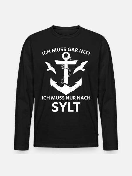 Sylt - Ich muss nach Sylt - Männer Premium Bio Langarmshirt - Schwarz