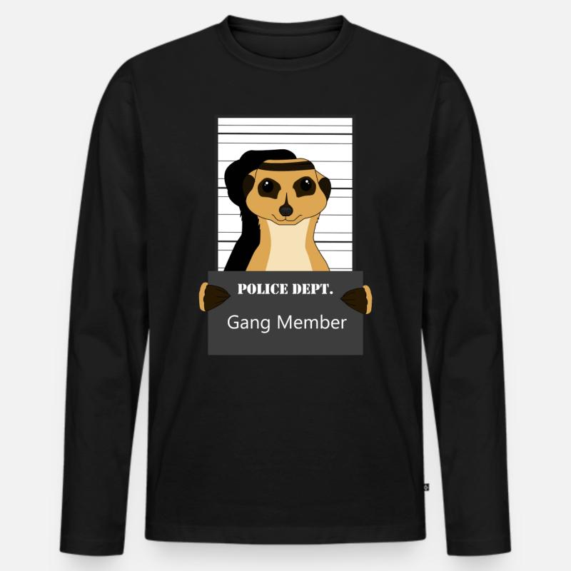 Erdmännchen, Erdmännchen Mungo, Erdmännchen relax - Männer Premium Bio Langarmshirt - Schwarz