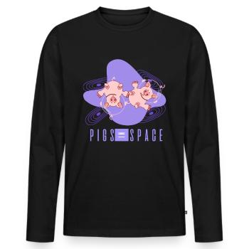 Cochon, éleveur de porcs, cochon drôle - T-shirt manches longues Premium bio Homme - noir - Devant - Nico (187cm)