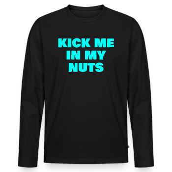 Frappe-moi dans mes noix - T-shirt manches longues Premium bio Homme - noir - Devant - Nico (187cm)