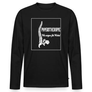 Physiotherapie, Wir sorgen für Wirbel Praxis Shirt - Männer Premium Bio Langarmshirt - Schwarz - Vorne - Nico (187cm)
