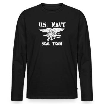 U.S. Navy Seal Militär, Team, Logo, Seals Marine - Männer Premium Bio Langarmshirt - Schwarz - Vorne - Nico (187cm)