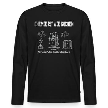 Labor Küche, Chemie ist wie kochen, Chemiker Humor - Männer Premium Bio Langarmshirt - Schwarz - Vorne - Nico (187cm)