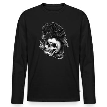 Raven with skull, skull crow fantasy viking - Men's Premium Organic Long Sleeve Shirt - black - Front - Nico (187cm)