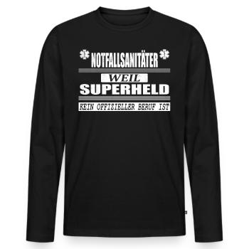 Notfallsanitäter Geschenk Superheld Notfall Humor - Männer Premium Bio Langarmshirt - Schwarz - Vorne - Nico (187cm)