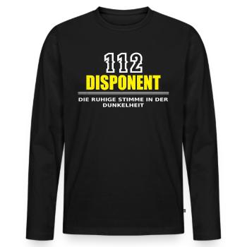 112 Disponent, Leitstelle Notruf Feuerwehr Notfall - Männer Premium Bio Langarmshirt - Schwarz - Vorne - Nico (187cm)