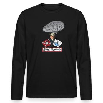 Graf Zeppelin Portrait Luftschiff, Fliegerei Retro - Männer Premium Bio Langarmshirt - Schwarz - Vorne - Nico (187cm)