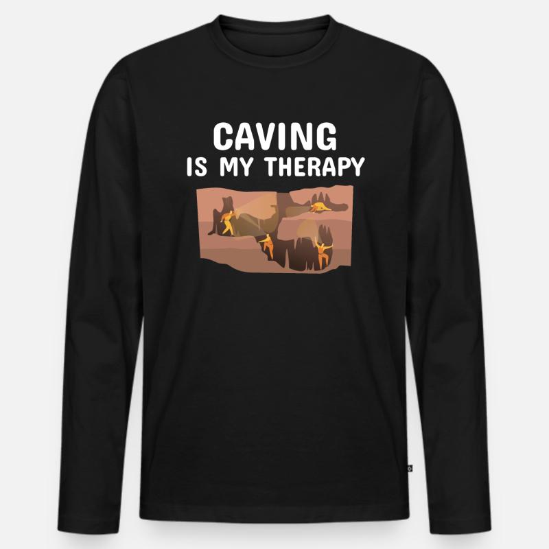 Höhlenforschung - Männer Premium Bio Langarmshirt - Schwarz