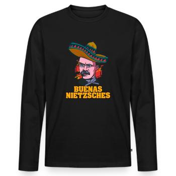 Buenas Nietzsches Motiv für einen Philosophen - Männer Premium Bio Langarmshirt - Schwarz - Vorne - Nico (187cm)