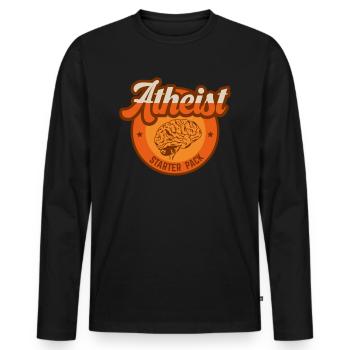 Pack de démarrage athée pour un athée - T-shirt manches longues Premium bio Homme - noir - Devant - Nico (187cm)