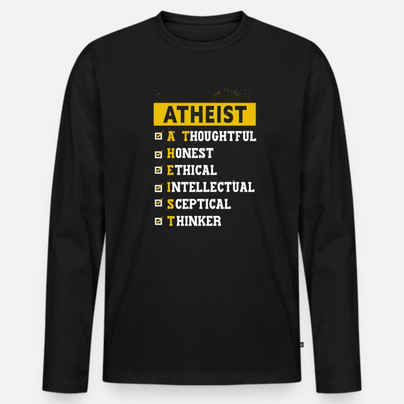 Atheist Design - Männer Premium Bio Langarmshirt - Schwarz