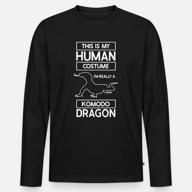 Komodo-Drachen - Männer Premium Bio Langarmshirt - Schwarz