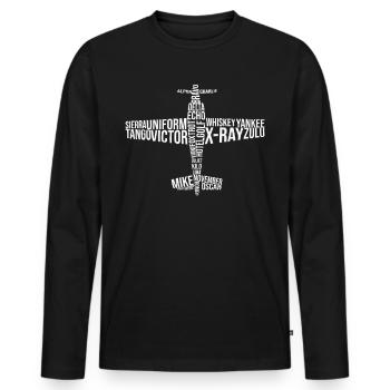 Phonetic Alphabet Airplane Runway ABC’s Pilotairli - T-shirt manches longues Premium bio Homme - noir - Devant - Nico (187cm)