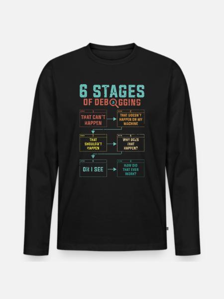 Programmierer 6 Stages of debugging - Männer Premium Bio Langarmshirt - Schwarz