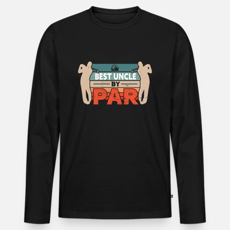 Golf Best Uncle By Par - Männer Premium Bio Langarmshirt - Schwarz