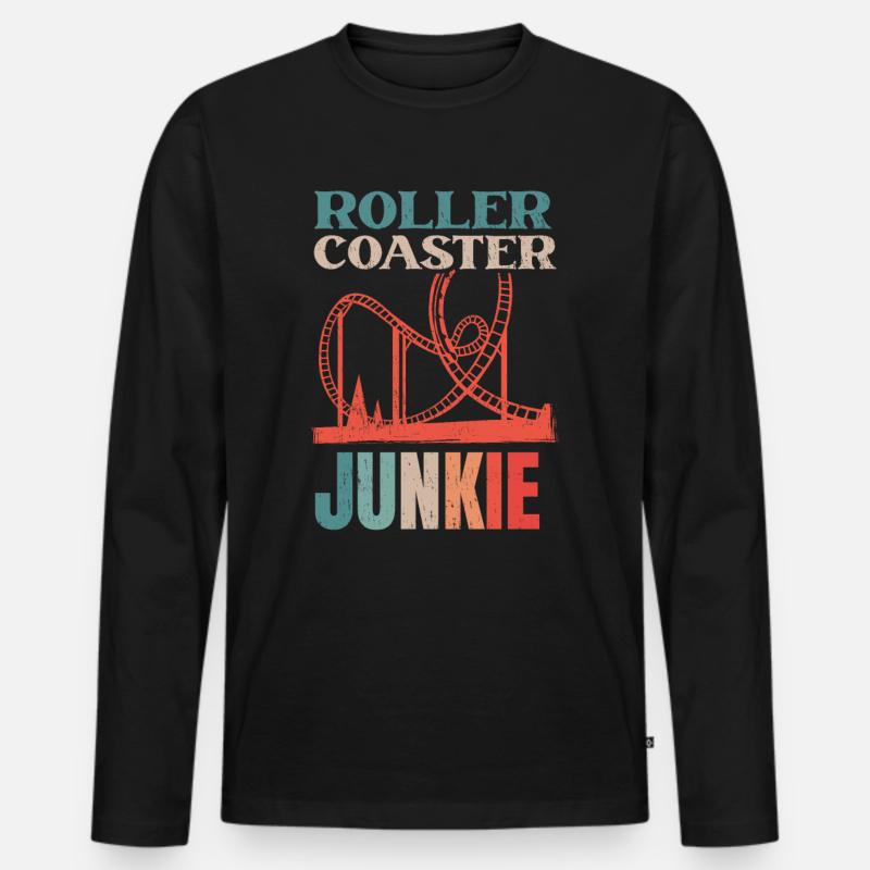 Achterbahn Roller Coaster Junkie - Männer Premium Bio Langarmshirt - Schwarz