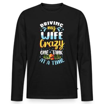 Les poissons rendant ma femme folle un réservoir à la fois - T-shirt manches longues Premium bio Homme - noir - Devant - Nico (187cm)