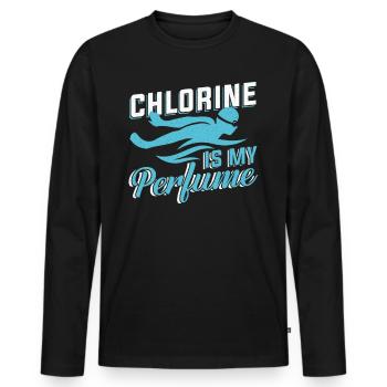Swimmer Swim Coach Chlorine Is My Perfume - Men's Premium Organic Long Sleeve Shirt - black - Front - Nico (187cm)