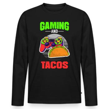 Jeux de hasard et tacos - T-shirt manches longues Premium bio Homme - noir - Devant - Nico (187cm)