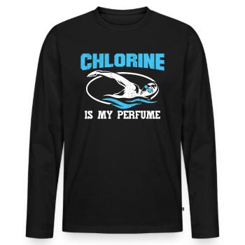 Swimmer Swim Coach Chlorine Is My Perfume - Men's Premium Organic Long Sleeve Shirt - black - Front - Nico (187cm)